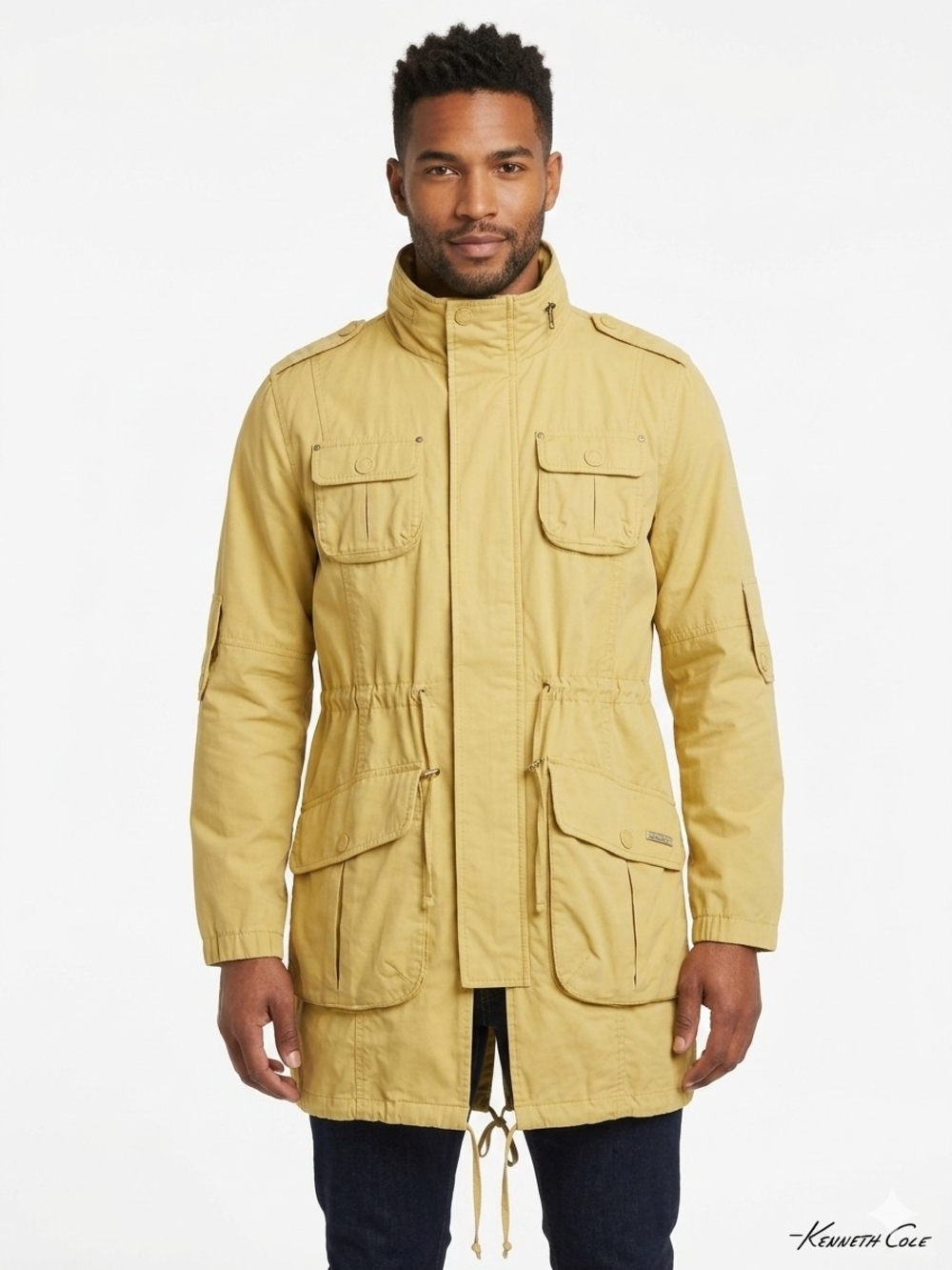 Kenneth Cole Men's Light Tan Military Field Jacket